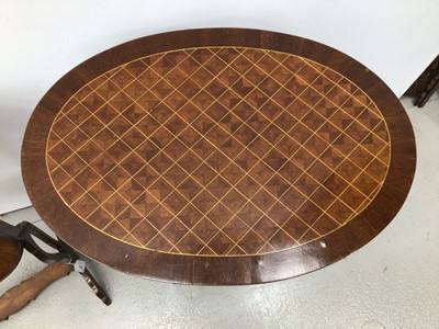 Lot 119 - French parquetry sewing table and Edwardian parquetry side table