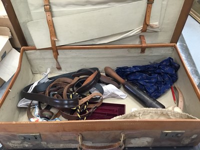 Lot 202 - 1930s leather suitcase and old motoring suitcase and one other (3)