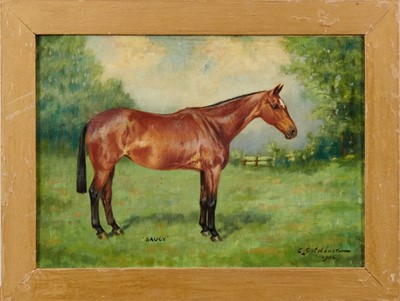 Lot 1016 - Charles E. Gatehouse (1866-1952), oil on canvas, "Saucy", a chestnut hunter, signed, inscribed and date 1902, in gilt frame, 25 x 35cm