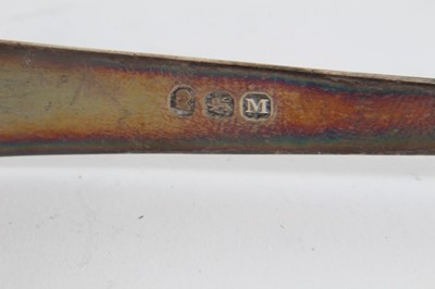 Lot 415 - Pair of George III silver sugar tongs with brightcut engraved decoration, (London 1807), maker Thomas Wallis II, together with six other pairs of Georgian and later silver sugar tongs
