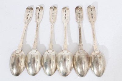 Lot 416 - Set of six Victorian silver fiddle pattern teaspoons (London 1881), maker George Adams, 6oz, each 14cm in length