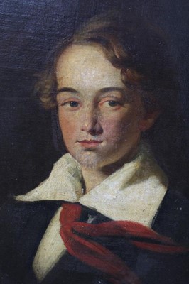 Lot 1263 - Early 19th century French School, A bust portrait of a young man, oil on canvas, laid on board, in gilt frame, 54 x 44cm