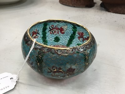 Lot 330 - Chinese cloisonne bowl with plique a jour goldfish decoration