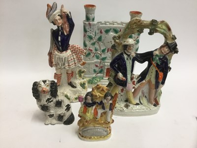 Lot 298 - Group of 19th century Staffordshire flatbacks and figures