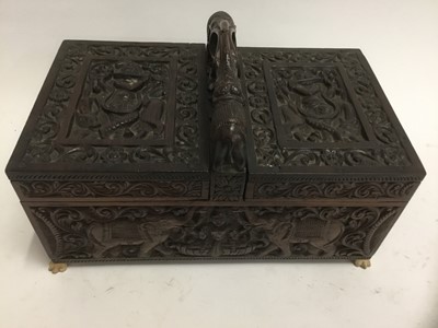 Lot 303 - Indian carved hardwood double ended box