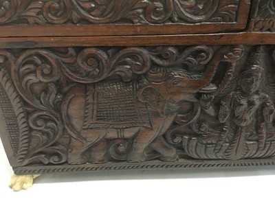 Lot 303 - Indian carved hardwood double ended box