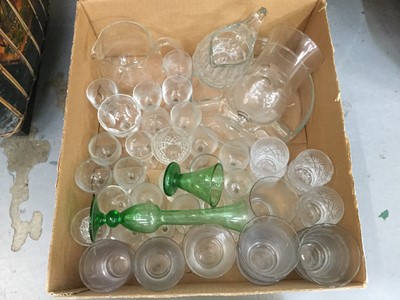 Lot 317 - Three boxes of assorted glassware to include cut glass bowls, drinking glasses and an oil lamp