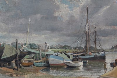 Lot 1128 - Adrian Chorley (b. 1906) oil on board, harbour scene, signed