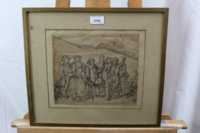 Lot 121 - 18th century sketch, Drummer and Crowd 
Provenance: Parker Gallery