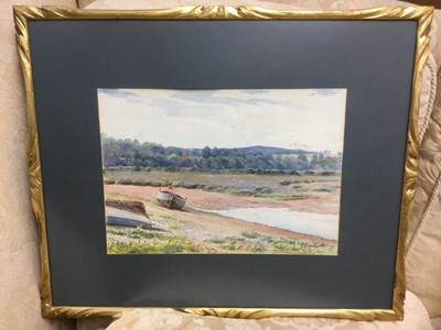 Lot 346 - Gerald Leigh-Hunt (1873-1945) watercolour - Near Budleigh Salterton, signed, Label verso for Royal Institute of Oainters in Water Colours, 26 x 35cm, gilt glazed frame