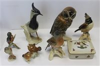 Lot 2076 - Karl Ens porcelain owl, four other Karl Ens...