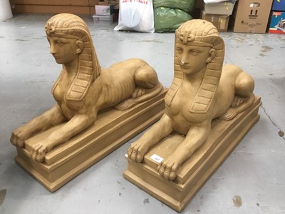 Lot 227 - Pair patinated plaster Sphinx ornaments