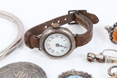 Lot 28 - Group silver and white metal jewellery and wristwatch