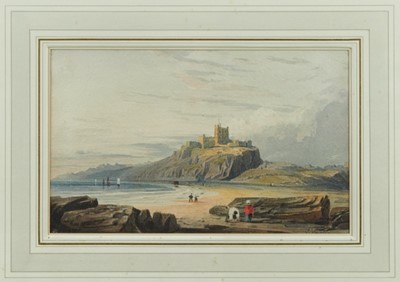 Lot 1287 - John Varley (1778-1842) watercolour, Bamborough Castle, signed, 16.5cm x 26.5cm