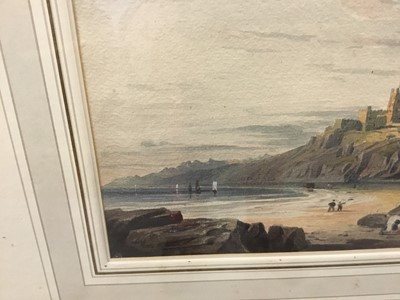 Lot 1287 - John Varley (1778-1842) watercolour, Bamborough Castle, signed, 16.5cm x 26.5cm