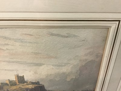 Lot 1287 - John Varley (1778-1842) watercolour, Bamborough Castle, signed, 16.5cm x 26.5cm