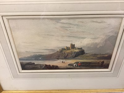 Lot 1287 - John Varley (1778-1842) watercolour, Bamborough Castle, signed, 16.5cm x 26.5cm