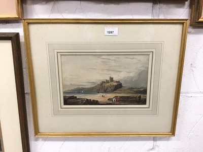 Lot 1287 - John Varley (1778-1842) watercolour, Bamborough Castle, signed, 16.5cm x 26.5cm