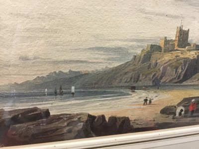 Lot 1287 - John Varley (1778-1842) watercolour, Bamborough Castle, signed, 16.5cm x 26.5cm