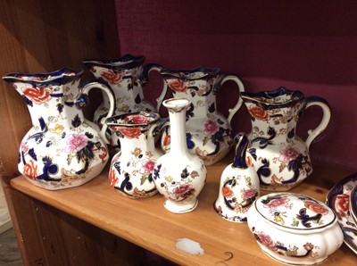 Lot 496 - Collection Mason’s Mandalay ceramics including five graduating jugs, plates, vase, bell and trinket pot