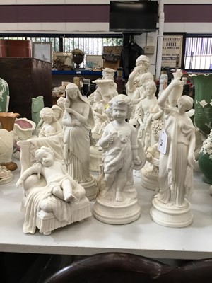 Lot 376 - Collection Victorian Parian porcelain figures including classical subjects (19)