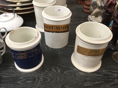 Lot 507 - Group of seven antique pharmacy jars, some with original labels (7)