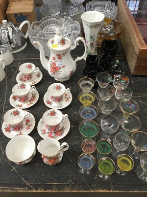 Lot 515 - Royal Albert 'Centennial Rose' pattern teaware, together with a group of assorted glassware