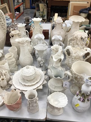 Lot 383 - Collection of Victorian bisque porcelain vases and other china