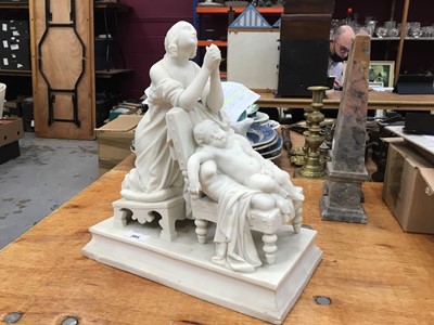 Lot 385 - Victorian Parian figure group of a mother praying over her infant