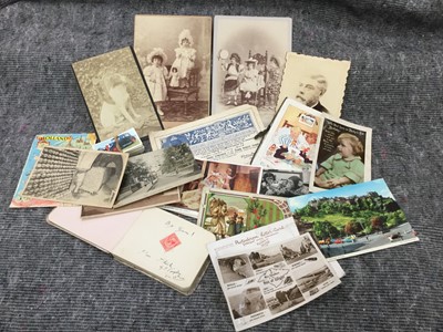 Lot 366 - Group of mixed ephemera to include postcards, Carte de Visite of a Dog, two other Italian Carte de Visites, and other ephemera
