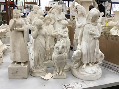 Lot 388 - Collection of Victorian Parian ware figures including Copeland owl , Copeland Redriding hood (13)