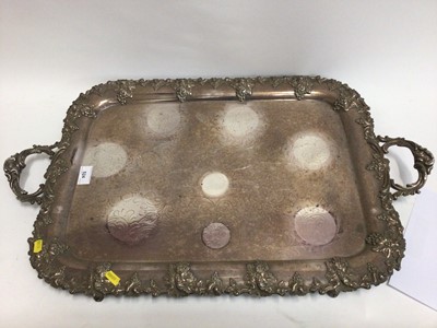 Lot 524 - Large silver plated two handled tray, 73cm in length