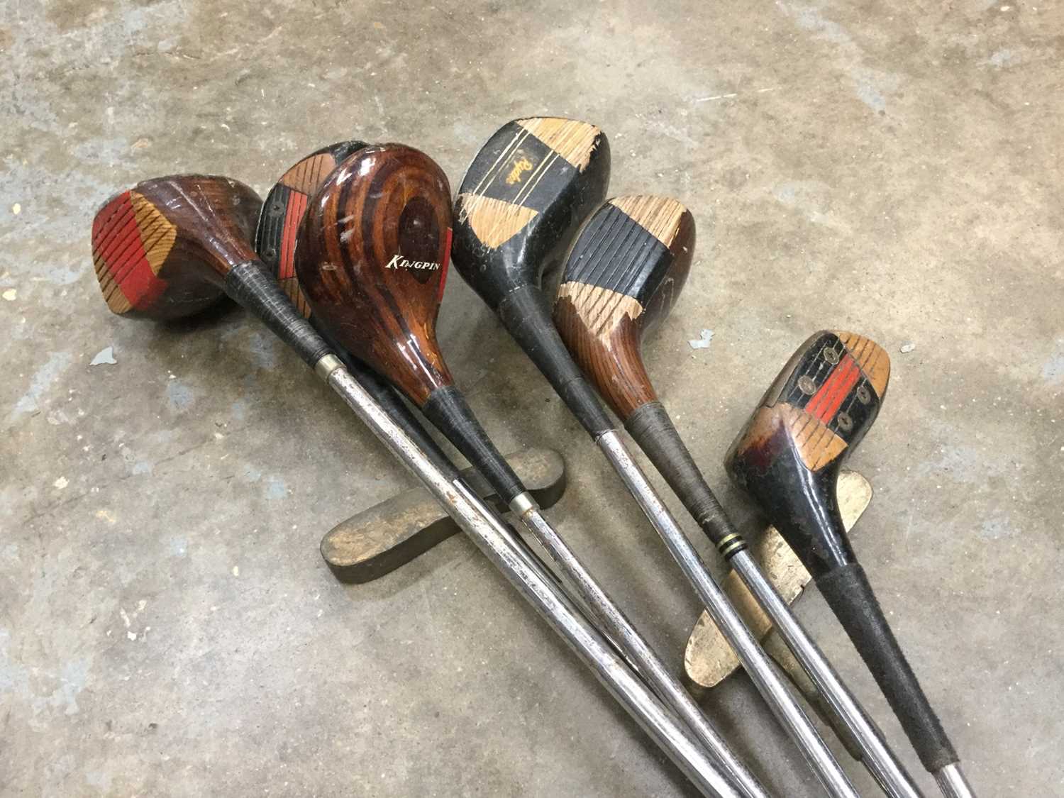 Lot 525 Collection of antique wooden golf clubs