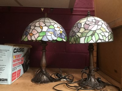 Lot 408 - Two Tiffany style table lamps