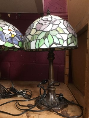 Lot 408 - Two Tiffany style table lamps