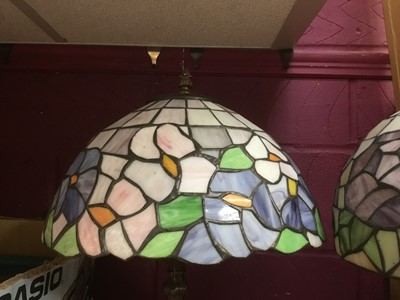 Lot 408 - Two Tiffany style table lamps