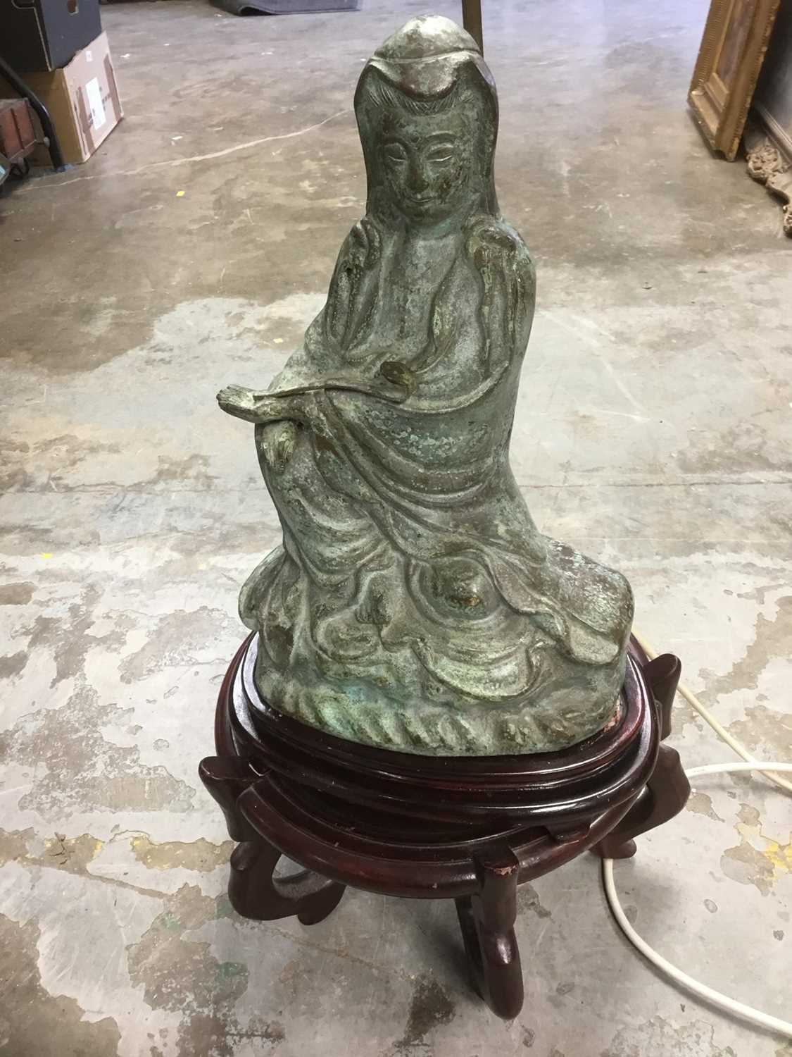 Lot 410 - Chinese bronze figure mounted as a table lamp