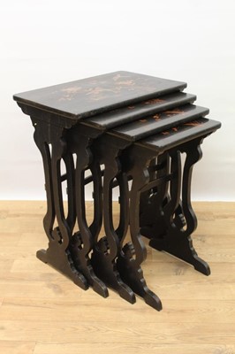 Lot 1385 - Nest of four early 20th century black lacquer occasional tables