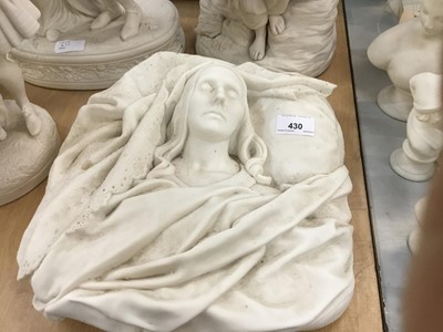 Lot 430 - Collection of Victorian Parian porcelain figures including sleeping study and Knight (6)