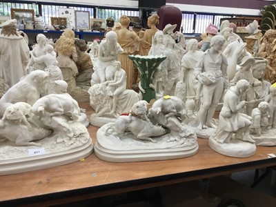 Lot 431 - Collection of Victorian Parian porcelain figures including dogs and lions (19)