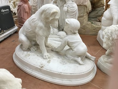 Lot 431 - Collection of Victorian Parian porcelain figures including dogs and lions (19)