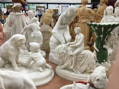 Lot 431 - Collection of Victorian Parian porcelain figures including dogs and lions (19)