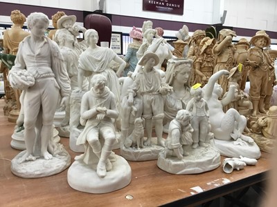 Lot 431 - Collection of Victorian Parian porcelain figures including dogs and lions (19)