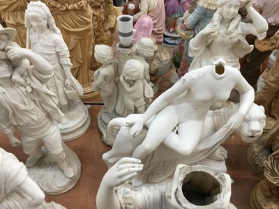 Lot 431 - Collection of Victorian Parian porcelain figures including dogs and lions (19)