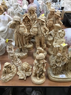 Lot 432 - Collection of Victorian coloured Parian porcelain figures including pairs (16)