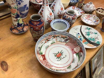 Lot 596 - Collection of Japanese ceramics, 19th century and later, including Imari vases, bowls, etc