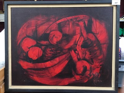 Lot 447 - Kessler 1969, oil on canvas - abstract figures and other decorative pictures.