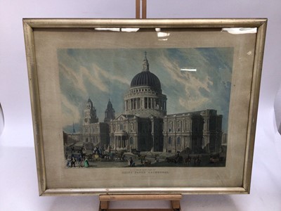Lot 209 - Pair of 19th century hand coloured engravings - Westminster Abbey and Saint Paul's Cathedral, published by Ackermann 1836, in glazed gilt frames, 48.5cm x 61.5cm