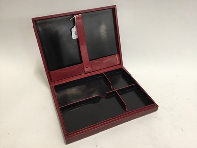 Lot 567 - Good quality Spanish red leather stationary box of rectangular form, 31cm x 24cm