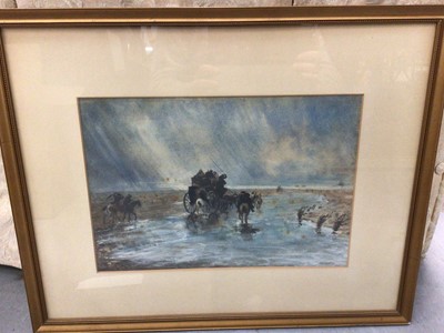 Lot 599 - Watercolour after David Cox, signed, and various other pictures and prints